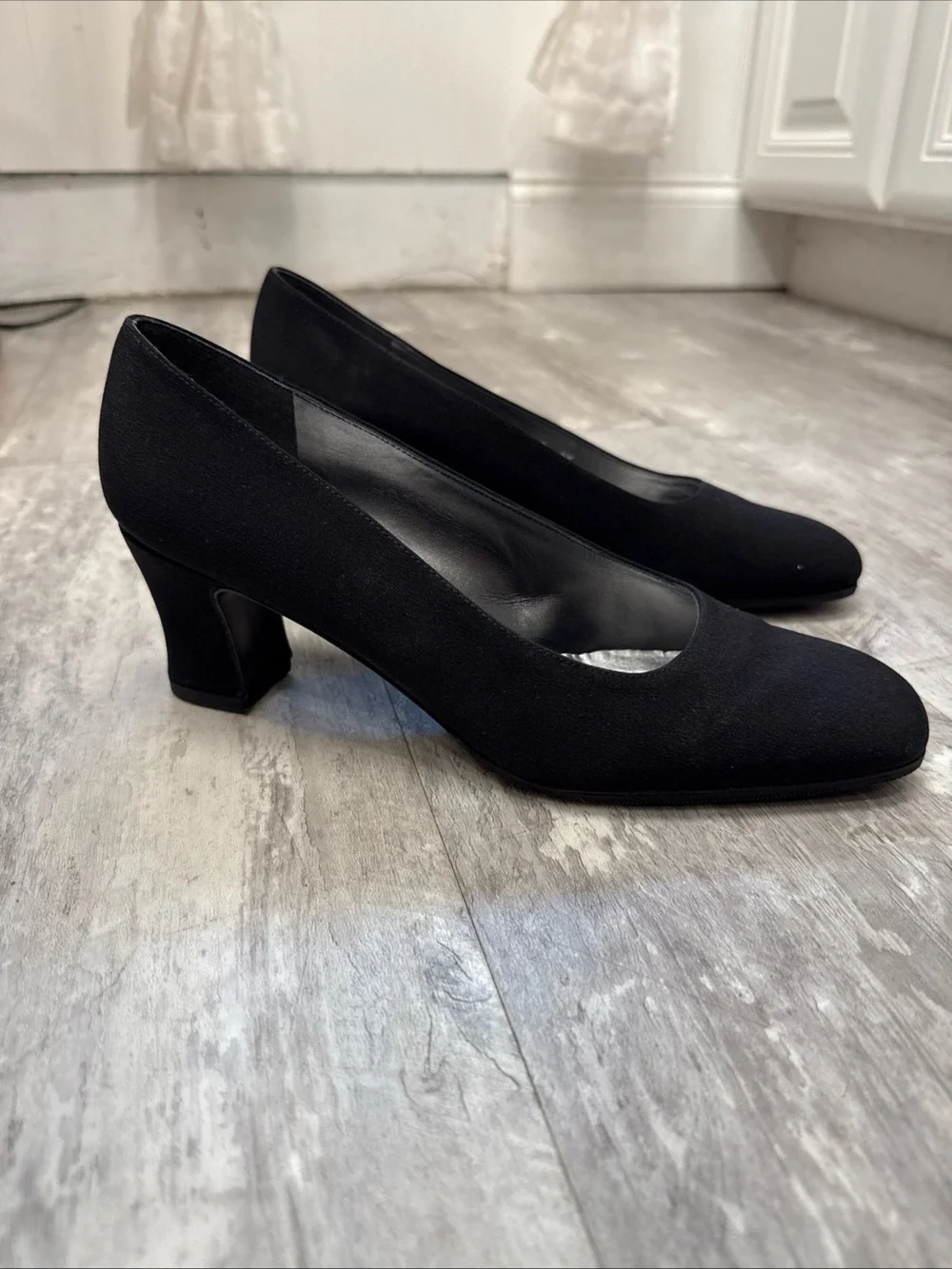 Stuart Weitzman Black Square-Toe Pumps